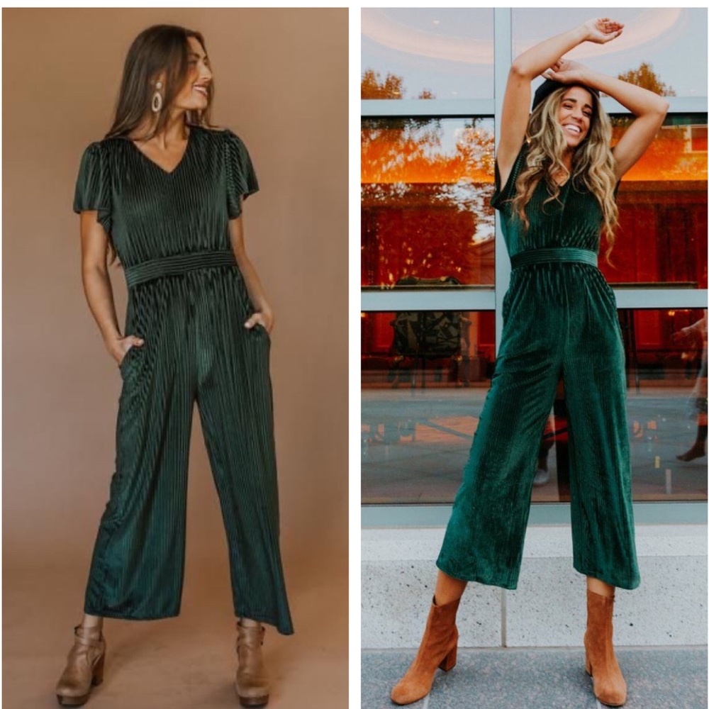 Ivy City Co. Ribbed Velvet Jumpsuit